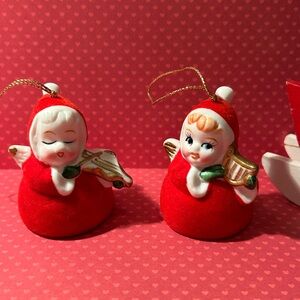 Flocked Angel Bell Ornaments